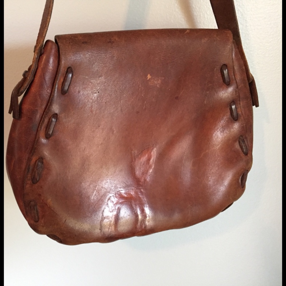 Awesome vintage leather bag! 1970's - Picture 3 of 13